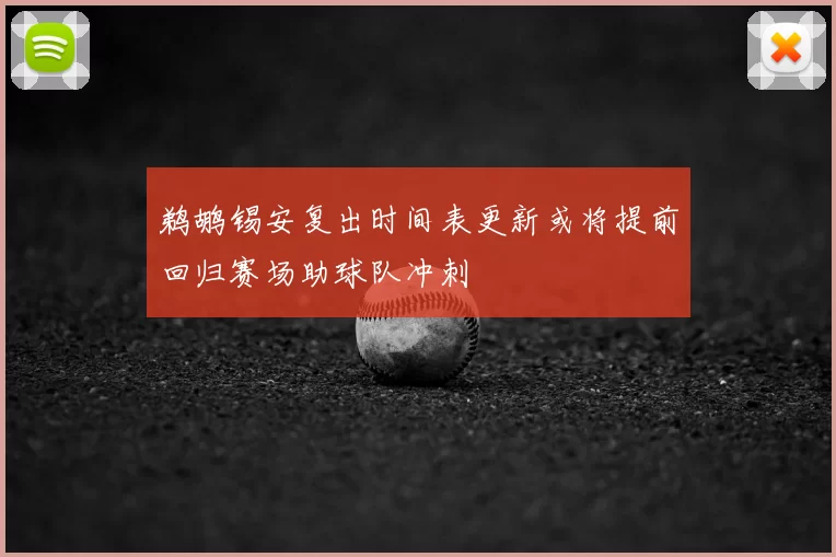 鹈鹕锡安复出时间表更新或将提前回归赛场助球队冲刺